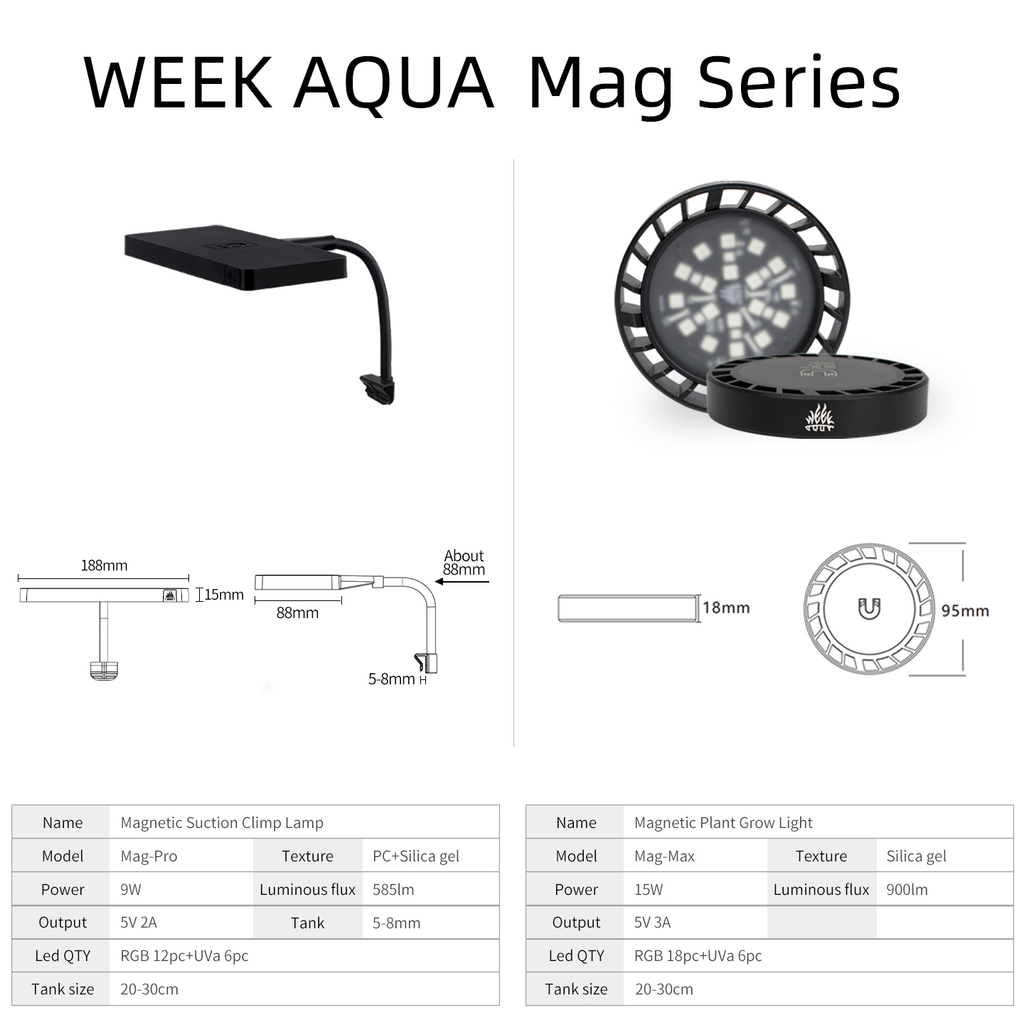 WEEK AQUA Mag Pro Mag Max Nano - Aquarium Plant Grow Light review and price